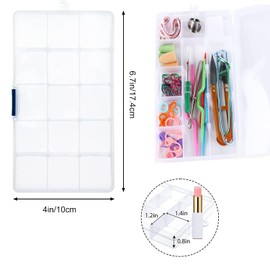 AidShunn Jewellery Organizer with Compartments,Plastic Storage Boxes with Lid 15 Grids Removable Small Clear Containers for Craft Beads Pills Earring Fishing Hook Nuts Small Accessories (3 Pack)