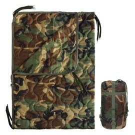 GHILEO Camo Poncho Liner, Army Blanket, Military Sleeping Bag, with A Compression Carrying Bag, for Traveling, Hiking, Camping, Outdoor Survival, Car Blanket
