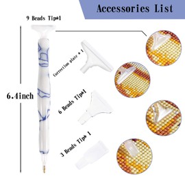 Diamond Painting Pen, Handmade Resin Diamond Painting Pens with Glue Clay and Various Tips, More Comfortable and Faster, 5D Diamond Painting Tools for Diamond Paintings Hobby (White)