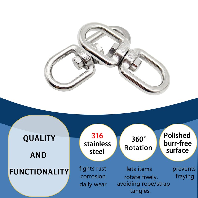 Swivel Eye Hook Double Ended 316 Stainless Steel Marine Eye