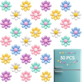 NiHome 30PCS Decorative 3D Resin Flower Refrigerator Magnets for Fridge, Locker, Whiteboard, Cabinet, Photo Display, Office, Home Organization, 6 Vibrant Colors in Sets of 5, Add Charm to Any Space