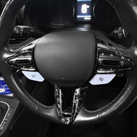 FUEISOF Car Steering Wheel Button Cover and Car Steering Wheel Sticker Cover Carbon Fibre Style Cover Trim Compatible with Hyundai I30 I30N (Forged)