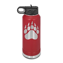 Bear Claw Laser Engraved Water Bottle Customizable Polar Camel Stainless Steel with Straw - grizzly outdoors Maroon 32 oz