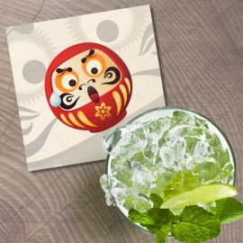 Unbranded Daruma Doll Japan Gift Shocked 4'' X 4'' Square Wooden Coaster