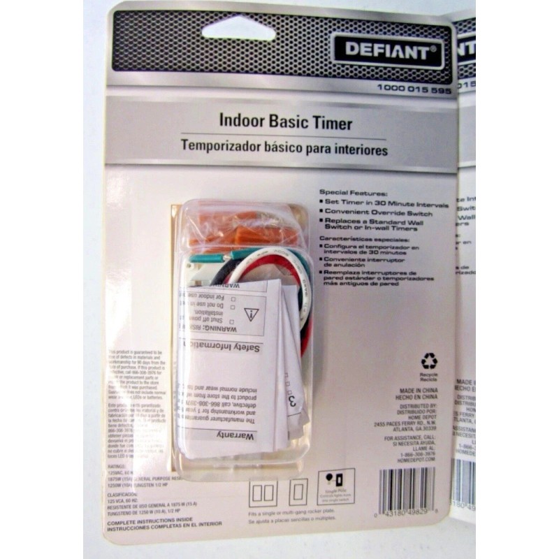 Defiant 3 Pack Defiant 1000015595 Turn Indoor-Outdoor on/off Electric Wall