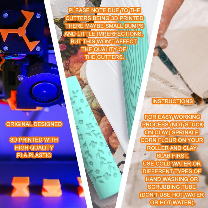 ORIGACH 5 Pcs Polymer Clay Texture Roller for Earring Making,