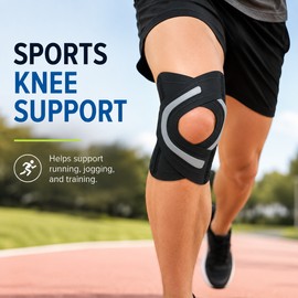 Adjustable Knee Brace for Sports Support – Open-Patella Wrap with Side Stabilizers for Running, Gym & Daily Activity
