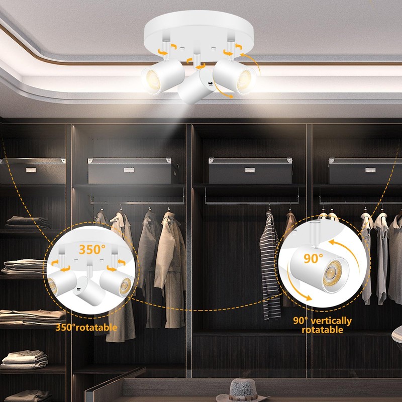 VANoopee 5 Color 3 Light LED Ceiling Spot Light Indoor