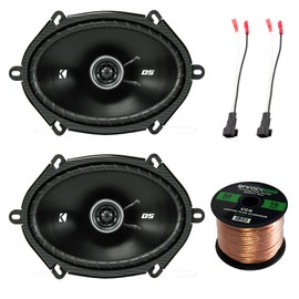 2x Kicker D-Series 6x8" 200 Watt 2-Way 4-Ohm Car Coaxial Speakers, 2X Enrock 16 Gauge Speaker Harness Adapter W/ Red Bullet for Select Ford Vehicles 1998-UP, Enrock Audio 16-Gauge 50 Foot Speaker Wire