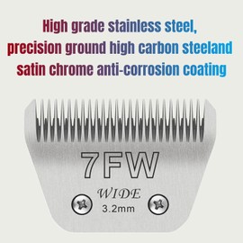 7FW Dog Grooming Clipper Replacement Blades, Compatible with Ainds, Oster A5, Wahl Km10 and Other Series Clippers, Blade Size-7FW Cut Length 1/8"(3.2mm)