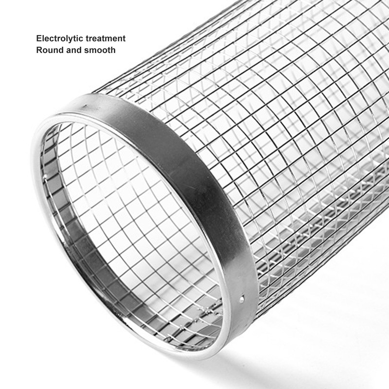 BBQ Net Tube Rolling Grilling Basket Stainless Steel Wire Mesh