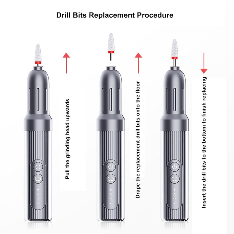 M8 Electric Nail Drill Pen 6 Speed Adjustable Direction LED