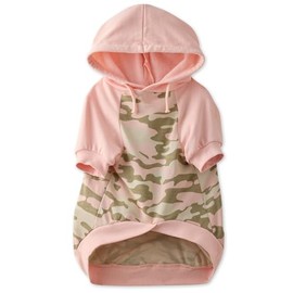 Pet Passion 100% Organic Cotton Dog Hoodie Pet Coat for Small, Medium and Large Dogs, Half Camo - Pink, Large