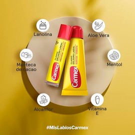 Carmex, Duopack Bálsamo Labial Classic Tubo + Naturally Frutos Rojos, para Labios secos y Agrietados, Protege y Suavisa, con ingredientes Naturales, 2