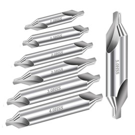 Aleric Center Drill Bits Set - High Speed Steel Center Drill Bit Countersink Tools for Lathe Metalworking, 7 pcs 60-Degree Angle Centering Drill in Size 1.0 1.5 2.0 2.5 3.0 4.0 5.0