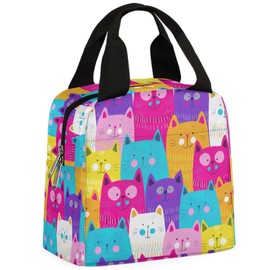 cfpolar Lunch Bags for Women Girls Colorful Cats Insulated Lunch Box Reusable Cooler Lunch Tote for Picnics, Travel, Office Lunches, Schools, Beaches, Hiking, Fishing