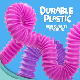 BUNMO Pop Tubes – Large 4-Pack Sensory & Fidget Tubes for Kids 3+ | Stretch, Connect & Pop | Creative STEM Play & Fine-Motor Practice | Vibrant Colors | Non-Mouthable Toy