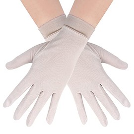 CINECE Women's Gloves Silk Hand Care Moisturizing Thermal Protection Rough Skin Sunscreen (Beige)