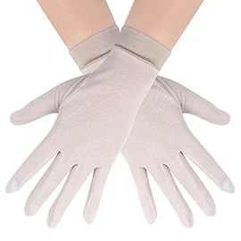 CINECE Women's Gloves Silk Hand Care Moisturizing Thermal Protection Rough Skin Sunscreen (Beige)