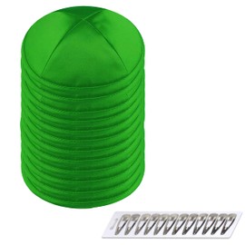Zion Judaica Deluxe Kippot de satén individual o a granel, impresión personalizada opcional para cualquier evento, Verde Kelly, Talla única