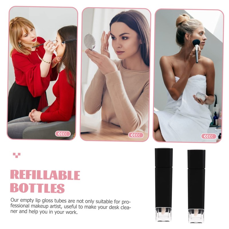 SAFIGLE 4Pcs Refillable Lip Gloss Containers Plastic Tubes for Women