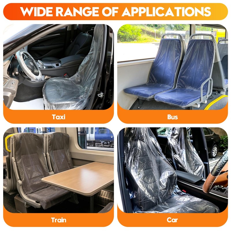 DGSL 330 PCS Disposable Car Seat Covers, Clear Plastic Vehicle