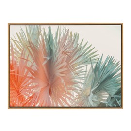 Kate and Laurel Sylvie Red Hot Summer Framed Canvas Wall Art by Alicia Bock; 28x38 Natural; Palm Tree Photography Art for Wall