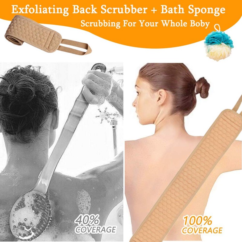 Back Scrubber for Shower Body Scrubber Back Brush with Loofa