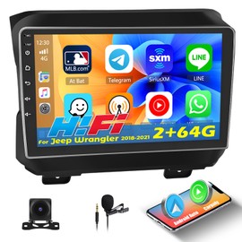 Hikity 2+64G Radio for Jeep Wrangler JL 2018-2021 for Jeep Gladiator JT 2020-2021 with Wireless Carplay Android Auto, 9 Inch Touch Screen Android Car Stereo, GPS WiFi SWC HiFi Mic Backup Camera