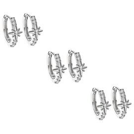 SAFIGLE Pairs Elegant Cartilage Hoops Earrings Women's Hoop Earrings Shiny Zircon for Fashion Occasions