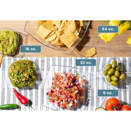 Posh Setting Square Plastic Serving Bowls, Small Clear Plastic Bowls for Candy, Disposable Serving Bowls for Party, Snack, Buffet, Chips, or Salad Bowl, Heavy Duty - 4 Pack