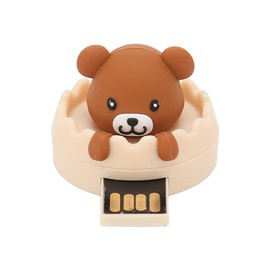 Cartoon USB Flash Drive Brown Bear Cartoon USB2.0 Support Hot Swap Shock Resistant Plug and Play Memory Thumb Stick(Brown Bear  Buckle Ring 128GB)