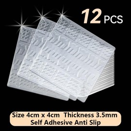 Non Slip Furniture Pads, 12 PCS Clear No Skid Furniture Grippers, Self Adhesive Anti Slip Furniture Pads, Anti Slide Hardwood Floors Protectors for Keep Couch Stoppers (1.57 inch Square)