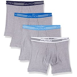 Nautica Men's Classic Cotton 4-Pack Boxer Briefs, Heather Grey, Small