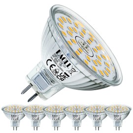 EACLL GU5.3 LED 4000K 6W Replaces 50W Halogen MR16 Bulb, Pack of 6, Neutral White 595 Lumen Bulb, AC/DC 12V Flicker-Free Spotlight, Beam Angle 120 Degree Spot, Non-Dimmable Reflector Lamps