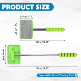 Hbxdeco Car Windshield Cleaning Tool, Car Windshield Window Cleaner, Auto Glass Wiper Tool with Extendable Handle & Reusable Microfiber Pad, Universal Vehicle Cleaning Car Accessories (Green)