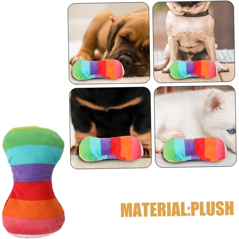 Tiosen 2Pcs Dog Plush Vocal Toy, Bone Shape, Pet Chewing