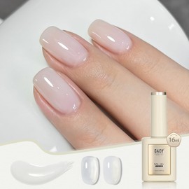 GAOY Jelly White Gel Nail Polish, 16ml Sheer Translucent Netural Soak Off Gel Polish, UV Light Cure for Nail Art DIY at Home, 3015 Crystal White