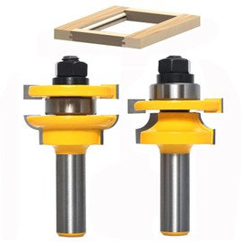 SICWOOD 2PCS Rail and Stile Router Bit Set 1/2 Shank, Round Over Style Cabinet Door Router Bit, Carbide-Tipped Cutters for Raise Panel Making Router Kitchen Door & Window Bits
