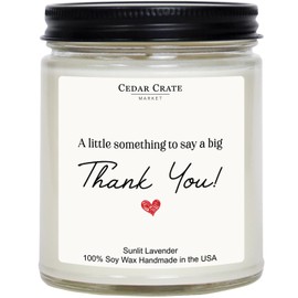 Cedar Crate Market - Thank You Gifts for Women, Men, Teacher, Coworkers, Friend, Nurse, Boss, Christmas, Thank You Candle, Thoughtful Hostess Gift, Appreciation Candle, Lavender Scented Soy Wax