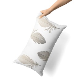 ETÉREA Cushion Cover 40 x 60 cm, 100% Cotton, Easy-Care Cushion Cover with Feathers, White, Natural Soft, Pillowcase 40 x 60 cm, Cotton, Cushion Cover with Zip, Oeko-Tex Made in Green