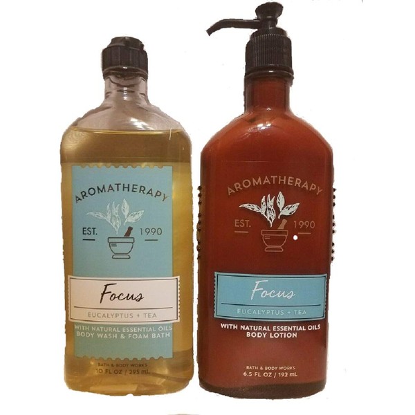 Bath & Body Works - Aromatherapy - Body Wash & Lotion Set - Focus - Eucalyptus & Tea