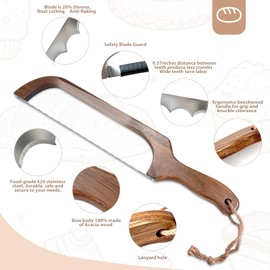 HOTTOR Sourdough Bread Knife for Slicing, Wooden Bread Slicer Bow Saw Cutter for Homemade Easy Cutting,Sourdough Knives Baking Supplies (Dark Brown)