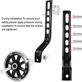 Bike Training Wheels, Bicycle Stabilisers for, Compatible for Bikes of 12-20 Inch, Black, Stabilisers 1 Pair