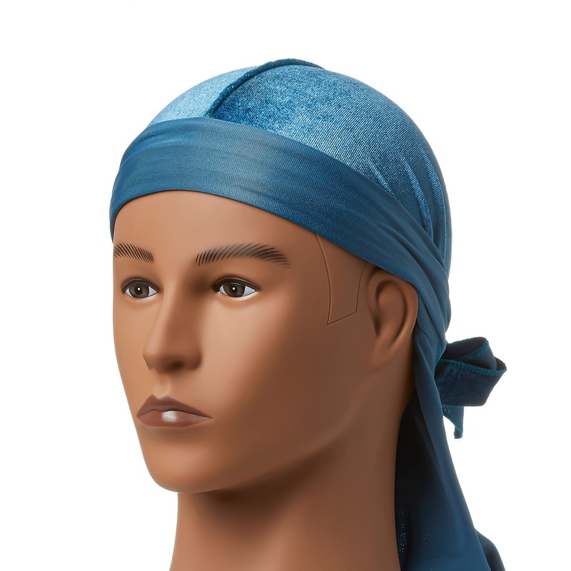 KISS RED Bow Wow Power Wave Velvet Luxe Durag (Blue)