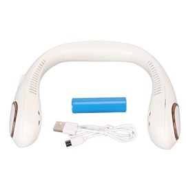 Portable Neck Fan Bladeless 360 Degree Cooling 3 Speeds Hands Free 2400mAh USB Rechargeable Hanging Neck Fan for Outdoor White