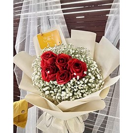 Rosas artificiales realistas de 24 pulgadas, ramo de rosas de seda de tacto real para arreglos florales, rosas falsas, decoración para el hogar, fiesta, boda, centros de mesa, rosas realistas, 5 unidades