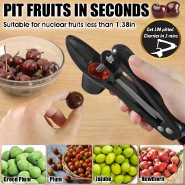 NoBrand Cherry Pitter Tool - Stainless Steel Cherry Corer Pitter with Ergonomic Push Des