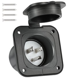 Huazu 15 Amp 125V Flanged Inlet Plug - NEMA 5-15 RV Shore Power Inlet with Waterproof Cover for RV, Marine, and Boat - 2 Pole 3-Wire