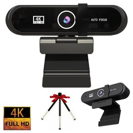 Full HD 2K 4K Webcam for PC Webcast Camera, USB Online Webcam with Microphone, Autofocus Full HD Computer Webcam Plug and Play, Stocking Fillers Gift - Color: Black, Specification: X22/4K